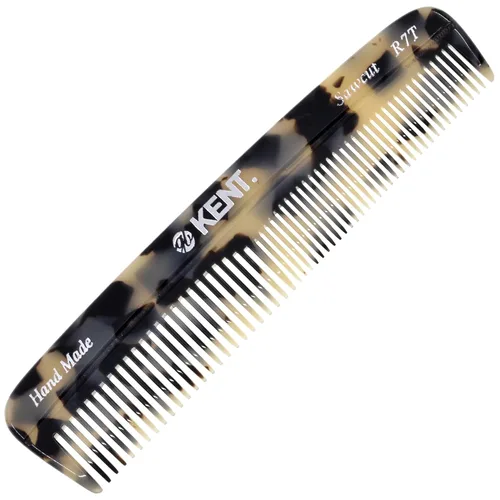 Kent R7T TW - Peine de pelo de dientes finos y anchos, peine de bolsillo hecho a mano para hombres, peines para barba y bigote para aseo y peinado
