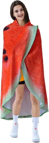 Miniatura 4 de Vessia - Manta con estampado de sandía, 152 cm, manta redonda graciosa y realista de comida para adultos y niños, manta de 300GSM con diseño