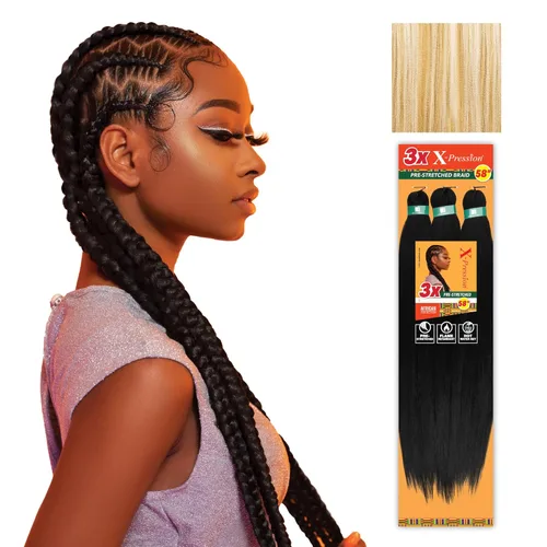 Miniatura 66 de Sensationnel X-Pression - Trenzas prestiradas, 3 unidades, 58 pulgadas, paquete de 1 unidad, 1B