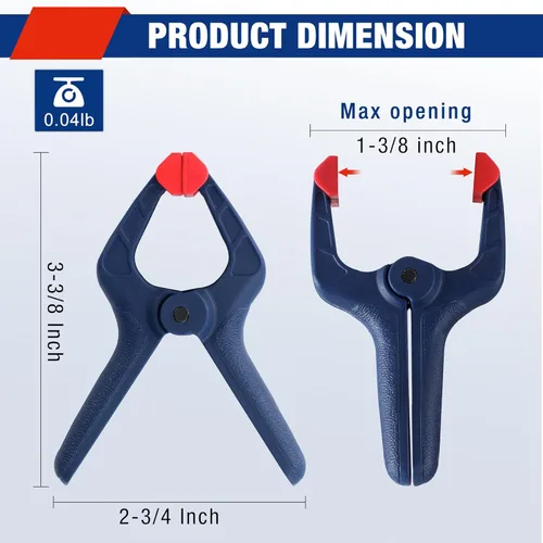 Miniatura 2 de WORKPRO Juego de abrazaderas de resorte, 16 piezas de abrazadera de resorte de nailon de 3-3/8 pulgadas con almohadillas de mandíbula ajustables