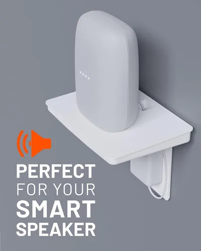 Miniatura 8 de ECHOGEAR Estante de salida (blanco/gris) – Diseño de última generación con almacenamiento de cable integrado y espacio para enchufes voluminosos