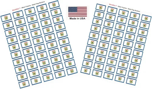 Miniatura 233 de 100 calcomanías de la bandera de Alaska; 1.5" x 1" hechas en Estados Unidos, calcomanías autoadhesivas de la bandera del estado para álbumes