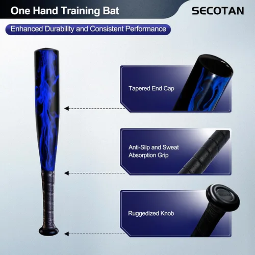 Miniatura 3 de Bate de béisbol de aluminio de una mano de 17 pulgadas, bate de sóftbol, para el hogar/coche/defensa personal, práctica de bateo, bate de aluminio