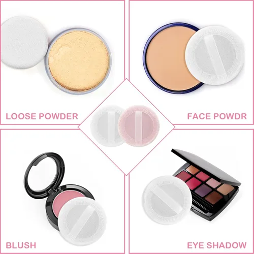 Miniatura 4 de WLLHYF 12 unidades de polvo de maquillaje de algodón rosa, soplos de polvo redondos para maquillaje facial en polvo de terciopelo para polvo suelto