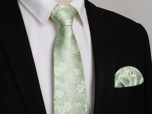 Miniatura 139 de Corbatas florales tejidas clásicas para hombre, corbata cuadrada de bolsillo, corbatas formales para hombres, boda con pañuelo