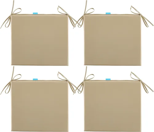 Miniatura 2 de ARTPLAN Juego de 4 cojines para sillas de comedor y exteriores, cojines cuadrados de repuesto con lazos, 18.5 x 16 x 3 pulgadas, Poliéster