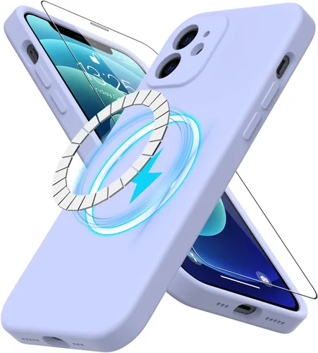 Miniatura 58 de DEENAKIN Funda magnética de silicona para iPhone 12 Pro con protector de pantalla, compatible con MagSafe, protección de cámara, funda protectora