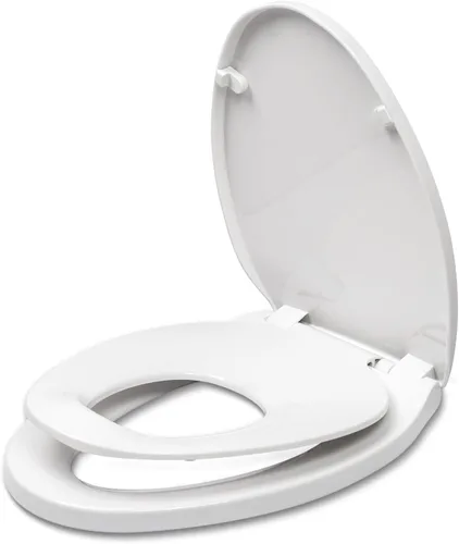 Miniatura 9 de Asiento de inodoro redondo con asiento de cierre lento, fácil de limpiar, plástico, blanco, inodoro redondo estándar adecuado Con luces.