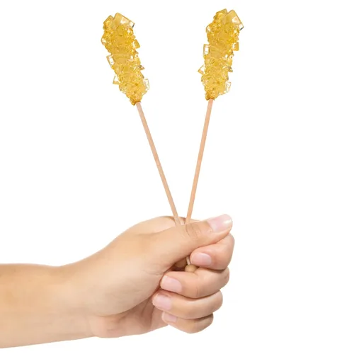 Miniatura 2 de Candy Envy - Gold Café Sugar Sticks Mini Rock Candy - 18 golosinas doradas envueltas individualmente - Sabor a azúcar original