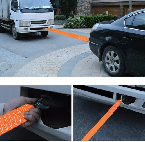 Miniatura 6 de Correa de remolque resistente con ganchos de 2 pulgadas x 20 pies, 15,000 libras, correa de remolque de 6,8 toneladas con ganchos de seguridad