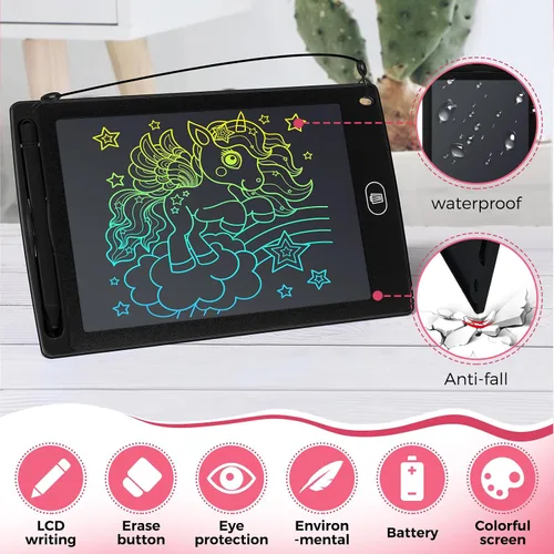 Miniatura 3 de Zhehao 32 tabletas de escritura LCD para niños a granel de 8.5 pulgadas, tablero de garabatos colorido borrable, juguete educativo, regalo de Negro