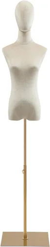 Torso de maniquí femenino, cuerpo de maniquí de terciopelo para exhibición de joyas, altura ajustable