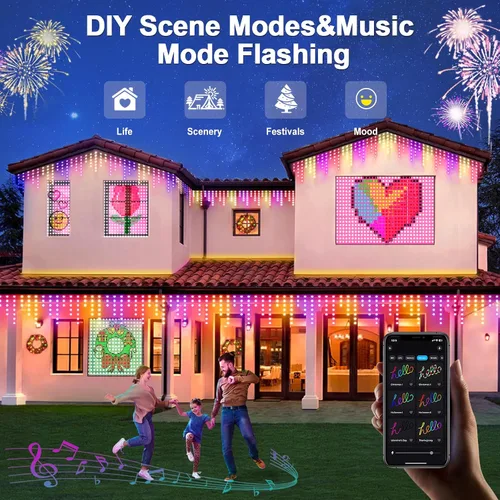 Miniatura 4 de AHAWILL - Luces de carámbano para exteriores, luces de Navidad al aire libre de 33 pies con 255 LED regulables, IP65 impermeables, luces de cadena
