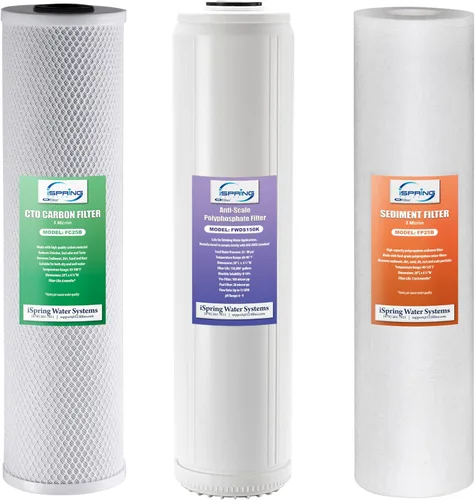 Miniatura 12 de iSpring F3WGB32BM Filtro de agua de 3 etapas, 4.5" x 20", paquete de repuesto con sedimento, bloque de carbono CTO y cartuchos reductores de hierro