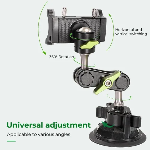 Miniatura 2 de Brazo universal de cabeza esférica para teléfono, soporte ajustable para teléfono móvil de automóvil para viajes al aire libre, soporte de ventosa