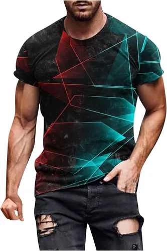 Camisetas con Estampado Piedras para Hombre Camisa tipo túnica Manga Corta con Cuello Redondo Blusa básica holgada