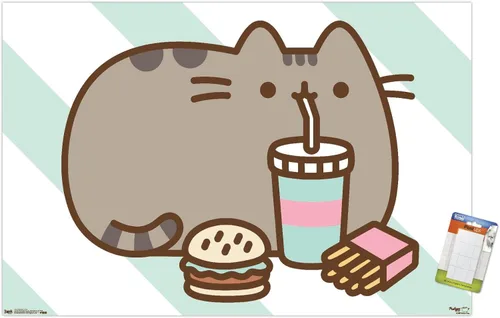 Miniatura 11 de Trends International Pusheen - Póster de pared de alimentos, 14.725 x 22.375 pulgadas, versión enmarcada de madera de granero