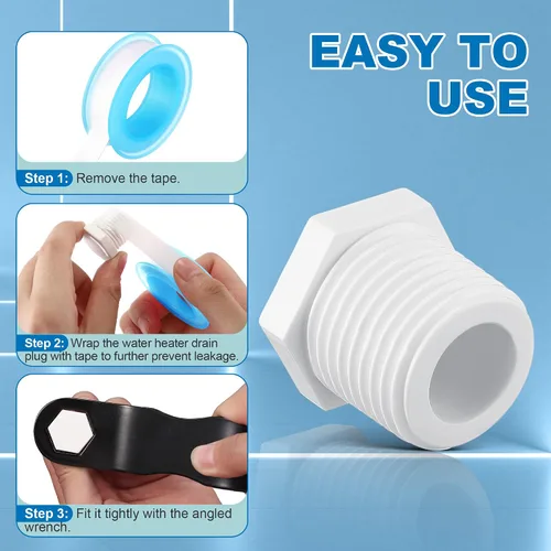 Miniatura 6 de Frienda 6 piezas tapones de drenaje para calentador de agua caliente de RV con cinta, tapón de drenaje NPT de 1/2 pulgada, tapón de drenaje
