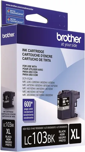 Miniatura 6 de Cartucho de tinta negro de alto rendimiento Brother LC103BK, tinta negra de repuesto, rendimiento de páginas de hasta 600 páginas, cartucho
