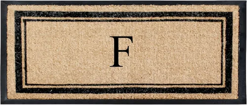 Miniatura 26 de A1 Home Collections Felpudo con monograma de fibra de coco natural y goma, resistente y antidesprendimiento, tapete de entrada grueso y duradero, P