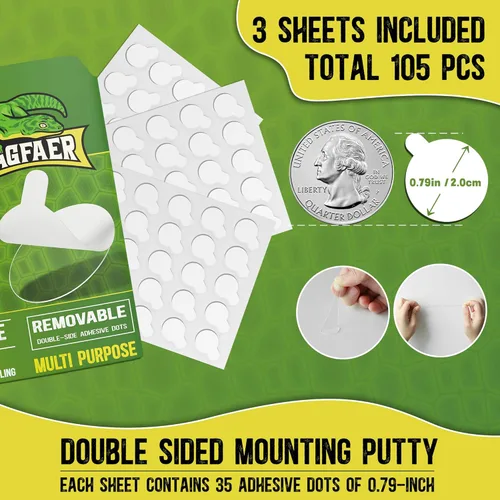 Miniatura 2 de 105 piezas de puntos adhesivos de doble cara, 0.79" de masilla adhesiva transparente removible, puntos adhesivos impermeables sin residuos