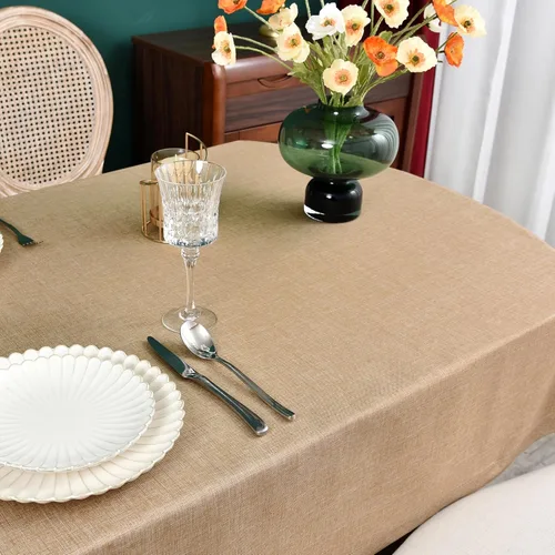 Miniatura 7 de NEWISHER - Mantel rústico con borde de punto de lino falso, ovalado, estilo granja, neutro, de lino, para comedor, cocina, fiesta, hogar, 60 x 84