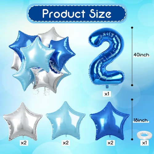 Miniatura 2 de Globos con números grandes azul oscuro real 12, 40 pulgadas autoinflables, helio azul bebé claro 12 globos de decoración, globo de aluminio Mylar