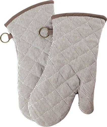 Miniatura 10 de 1 par de guantes de horno teñidos de hilo 100% algodón, resistentes al calor, guantes de 470 grados, para hombres y mujeres, para cocinar, hornear