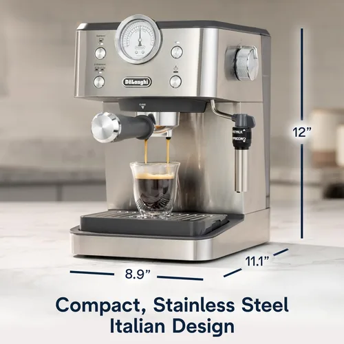 Miniatura 14 de De’Longhi Máquina de café espresso clásica con espumador de leche, bomba de 15 bares y control de temperatura - Kit de cafetera barista