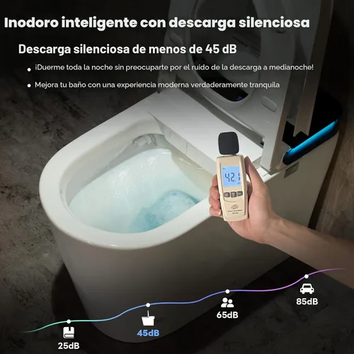 Miniatura 9 de Casta Diva Inodoro inteligente con bidé incorporado, apertura y cierre automático, sensor de pie, descarga automática de 1000 MaP, altura
