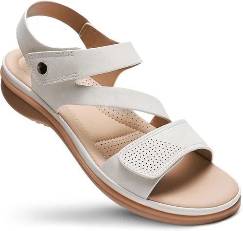 Miniatura 9 de Littleplum - Sandalias para mujer con soporte de arco - Sandalias planas cómodas para mujer, zapatos ortopédicos ajustables transpirables