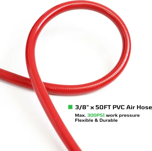 Miniatura 4 de DYNAMIC POWER Manguera de compresor de aire de PVC de 3/8 pulgadas x 50 pies con kit de accesorios para compresor de aire de 10 piezas