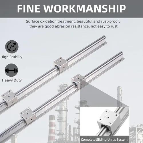 Miniatura 3 de ANWOK - Riel lineal SBR20-23.622 in/23.6 pulgadas, riel deslizante lineal con 4 bloques de rodamientos SBR20UU para routers CNC de bricolaje