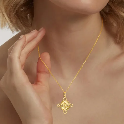 Miniatura 59 de FLYOW Collar con colgante de nudo celta de plata de ley 925 de buena suerte irlandés para mujer, regalo de cumpleaños y graduación