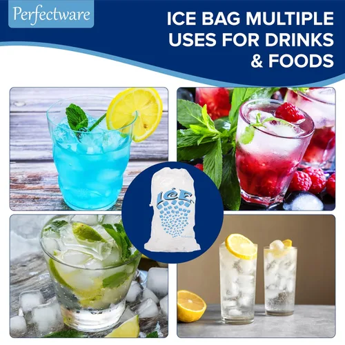 Miniatura 7 de Perfectware - Bolsas de hielo con cordón de 5 libras con asa de hilo de algodón - Paquete de 50