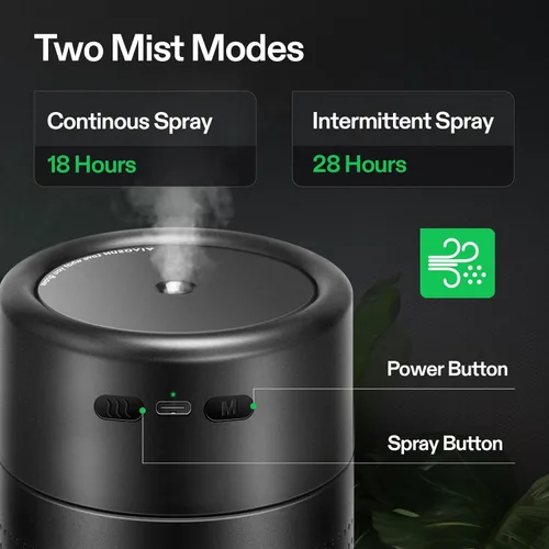 Miniatura 3 de VIVOSUN AeroStream U075 Humidificador USB, 25.4 onzas líquidas de niebla fría mini humidificador con 2 modos de niebla, apagado automático, control