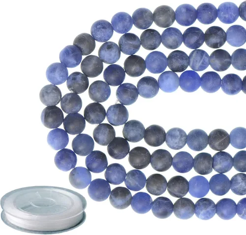 Miniatura 13 de Piedras preciosas redondas de jade blanco mate natural de 0.236 pulgadas esmeriladas, 120 cuentas sueltas a granel para hacer joyas y pulseras