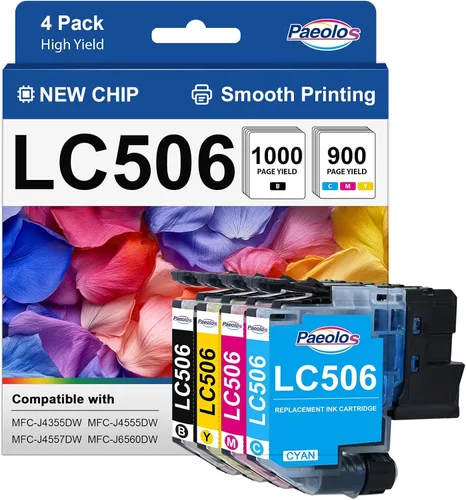 LC506 - Cartuchos de tinta de repuesto para cartuchos de tinta Brother LC506 de alto rendimiento LC506XL 506 XL, funciona para impresoras Brother