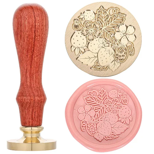 Miniatura 11 de Yoption Sello de cera de rama de olivo, cabeza de latón vintage, sello de cera de sellado de empuñadura de madera para boda, Navidad, fiesta