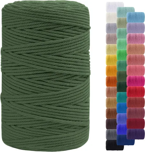 Miniatura 16 de Cuerda de macramé de 0.079 in para 219 yardas, cuerda de algodón natural para manualidades, hilo de cuerda de macramé de colores para colgar