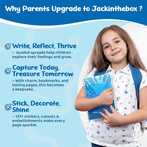 Miniatura 4 de jackinthebox Kit de diario calmante para niñas de 8 a 12 años, 242 piezas, juego de diario de recortes para adolescentes y adolescentes, 10 Azul