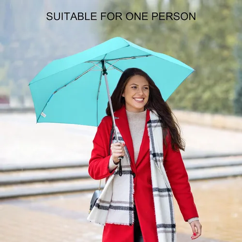 Miniatura 10 de LEAGERA Paraguas de viaje compacto para bolso, mango plano, impermeable para lluvia ligera