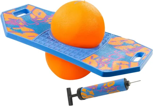Flybar Pogo - Pelota de truco para niños, tabla de rebote de equilibrio con cubierta antideslizante, bomba incluida, juguetes para interiores y
