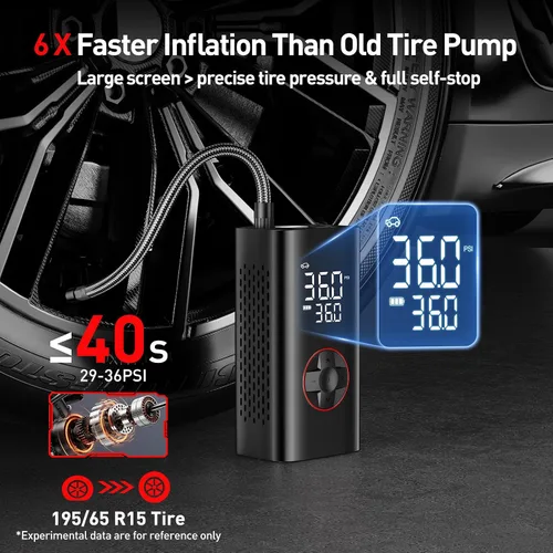Miniatura 2 de Inflador de Neumáticos Compresor de Aire Portátil - Bomba de Aire Inalámbrica para Neumáticos de Coche - Inflador de Neumáticos Portátil de 150PSI