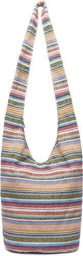 Miniatura 130 de Bolsa de hombro para mujer, de lona en estilo hippie/bohemio para llevar cruzada al hombro, disponible en diferentes colores y estampados
