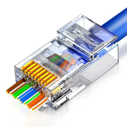 Miniatura 11 de Paquete de 100 conectores de paso RJ45 Cat6 blindados con enchufe modular RJ45 para cable Ethernet FTP/STP sólido o trenzado