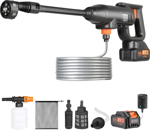 VEVOR - Lavadora a presión inalámbrica, limpiador de energía portátil, pistola de lavadora de alta presión manual para coche con batería de 4.0Ah,