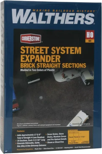 Miniatura 2 de Walthers Cornerstone Serie Kit HO Escala Modelo Brick Street System Secciones rectas