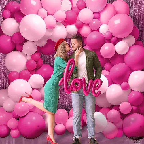 Miniatura 3 de KatchOn, Kit de arco de globos rosados – Paquete enorme de 141 Globos de San Valentín para decoraciones del día de San Valentín Decoraciones