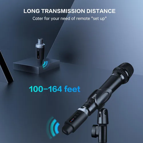 Miniatura 5 de EBJ Transmisor Receptor de Micrófono Inalámbrico 2.4Ghz, Sistema Inalámbrico de Micrófono XLR, Adaptador de Micrófono Inalámbrico Recargable